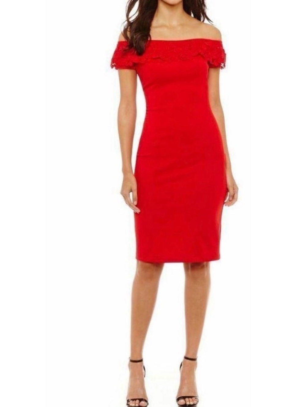 VTG Y2K Bisou Bisou Sexy Lace Off Shoulder Pretty Woman Sheath Dress NWT 14